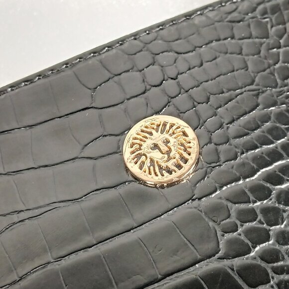 Anne Klein Black Faux Croc Embossed Leather Tote Shoulder Bag Medium VGUC - Picture 6 of 14